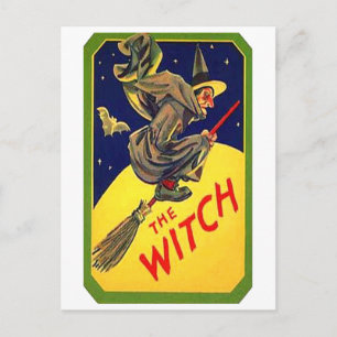 The Witch Vintage Halloween Postcard