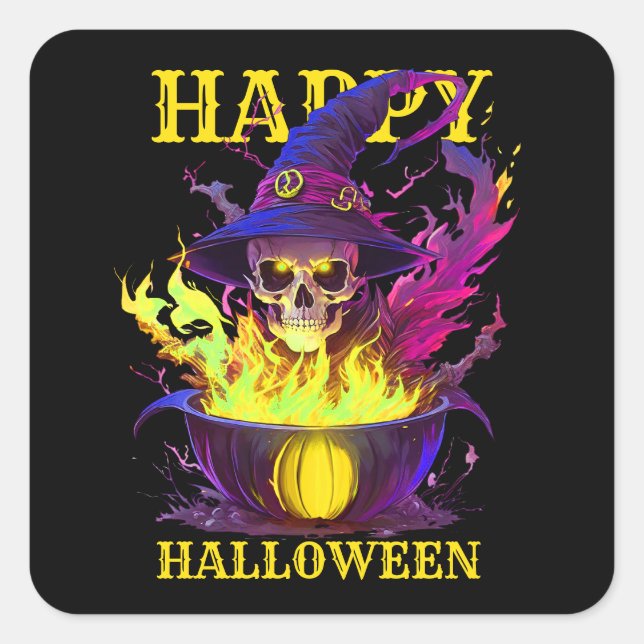 The Witches Skull Square Sticker (Front)