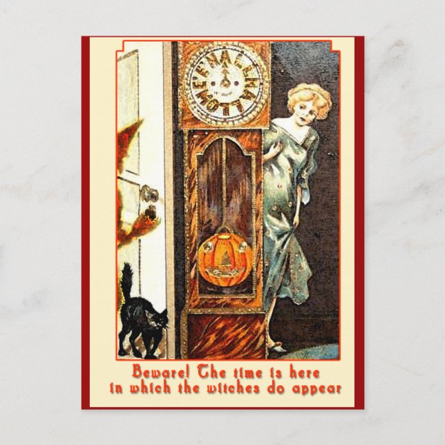 The Witching Hour Vintage Halloween Art Postcard (Front)
