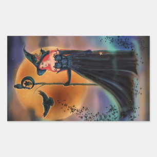 The witching hour witch by Renee Lavoie Rectangular Sticker