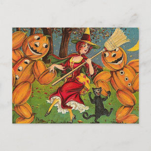 The Witch's Dance - Vintage Halloween Postcard