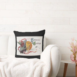 The Witch's Kiss: a Jack o Lantern on Halloween Cushion