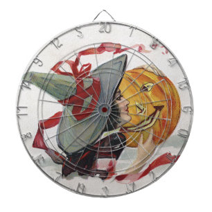The Witch's Kiss: a Jack o Lantern on Halloween Dartboard