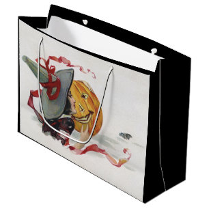 The Witch's Kiss: a Jack o Lantern on Halloween Large Gift Bag