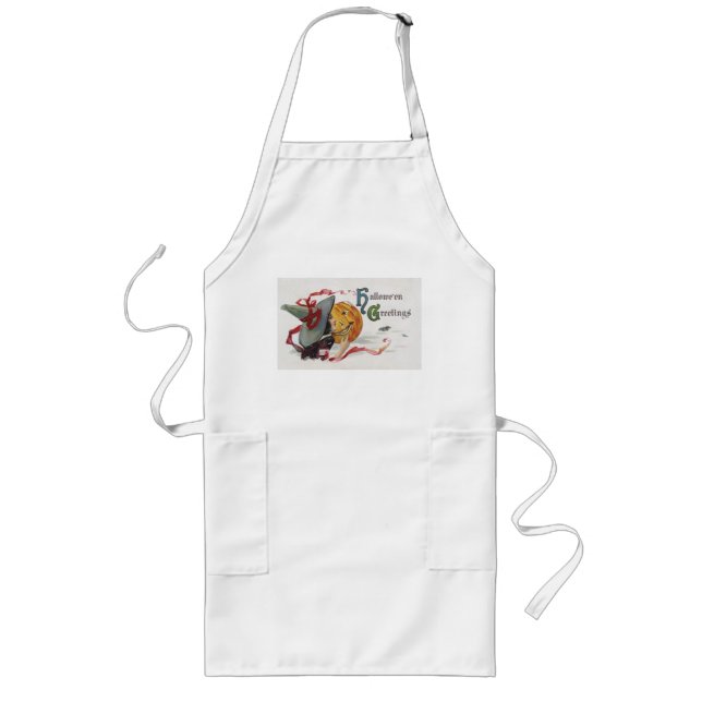 The Witch's Kiss: a Jack o Lantern on Halloween Long Apron (Front)