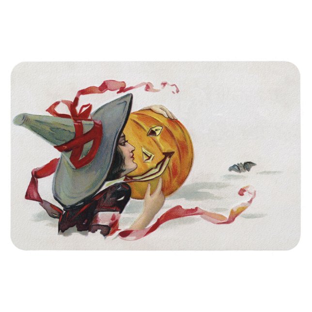 The Witch's Kiss: a Jack o Lantern on Halloween Magnet (Horizontal)