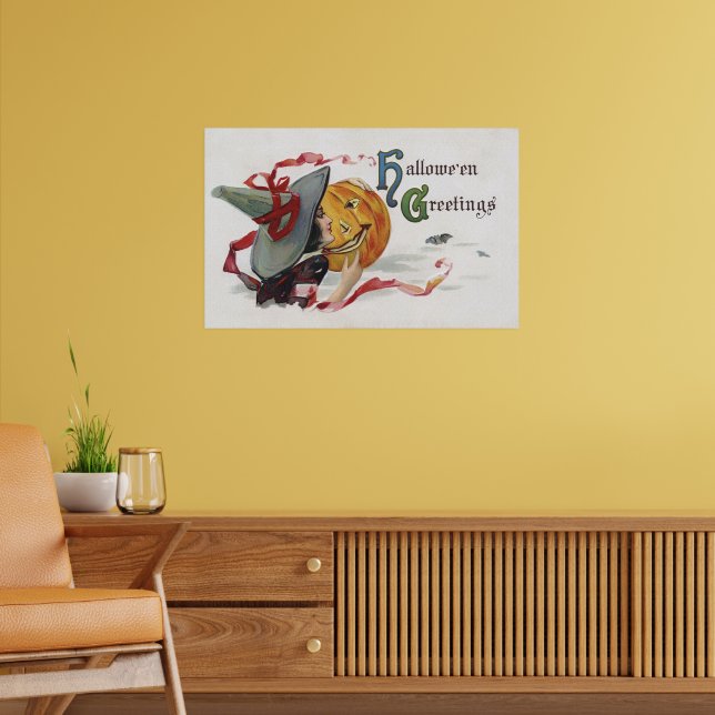 The Witch's Kiss: a Jack o Lantern on Halloween Poster (Living Room 2)