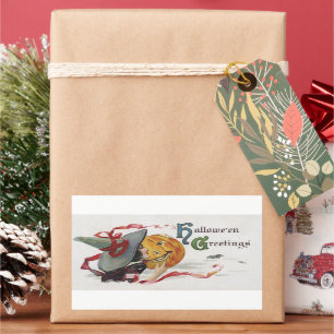 The Witch's Kiss: a Jack o Lantern on Halloween Rectangular Sticker