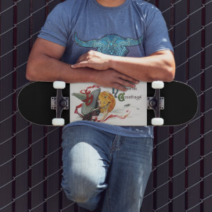 The Witch's Kiss: a Jack o Lantern on Halloween Skateboard