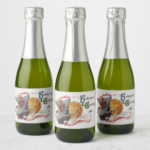 The Witch's Kiss: a Jack o Lantern on Halloween Sparkling Wine Label