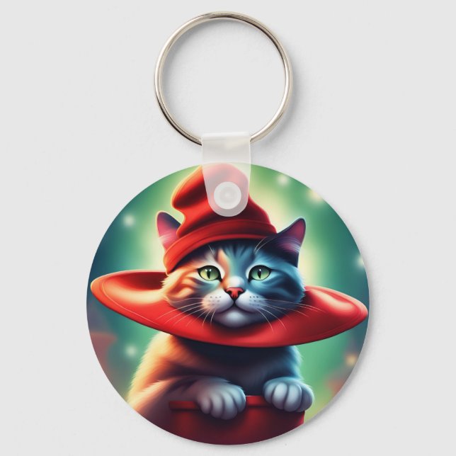 the wizard cat key ring (Front)