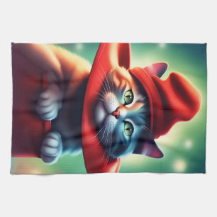the wizard cat tea towel