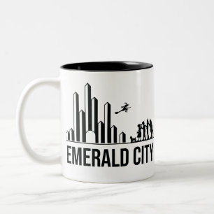 The Wizard of Oz Characters Emerald City Skyline Two-Tone Coffee Mug