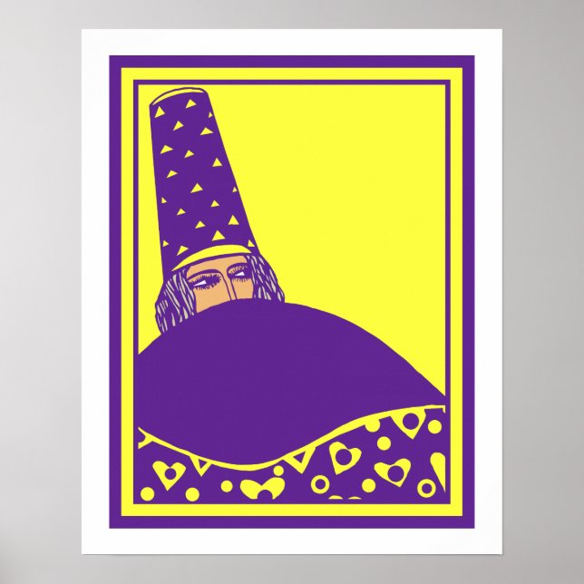 The wizard, vector drawing in yellow and purple poster (Front)