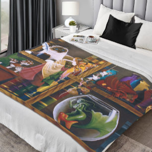 The Wizards Fantasy Library Fleece Blanket