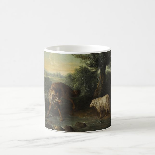 The Wolf and the Lamb (by Jean-Baptiste Oudry) Coffee Mug (Center)