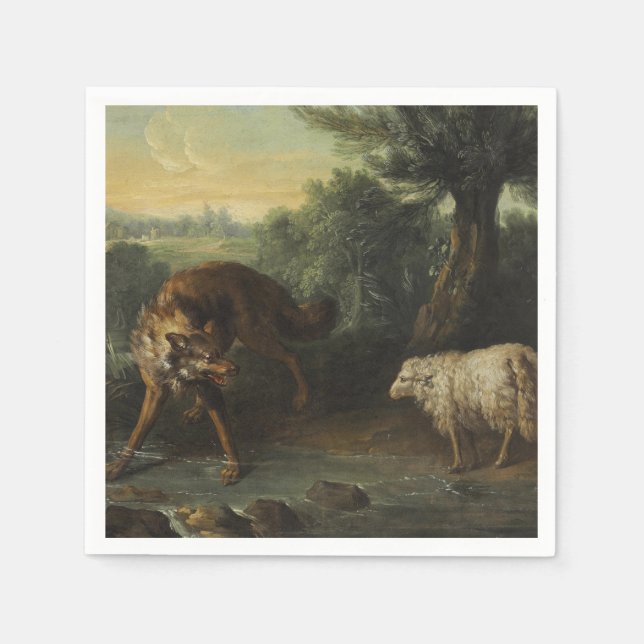 The Wolf and the Lamb (by Jean-Baptiste Oudry) Napkin (Front)