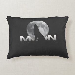 the wolf`s cry under the full moon decorative cushion