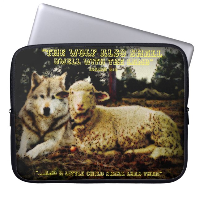 "The wolf shall dwell with the lamb" laying down Laptop Sleeve (Front)