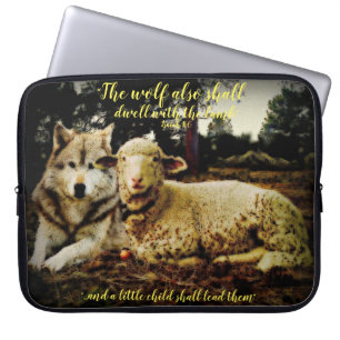 "The wolf shall dwell with the lamb" laying down Laptop Sleeve