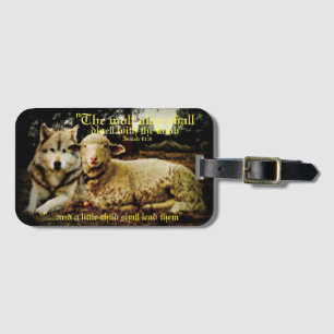 "The wolf shall dwell with the lamb" laying down Luggage Tag
