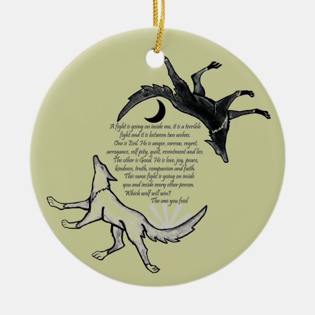 The Wolf that Feeds Ceramic Tree Decoration (Front)