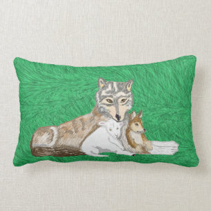 The Wolf, The Cub And The Lamb Lumbar Cushion