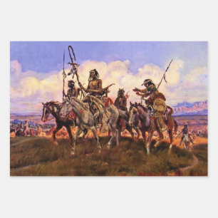 “The Wolfmen” by Charles M Russell Wrapping Paper Sheet