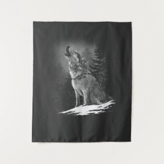 The wolf's breast in nature at night tapestry