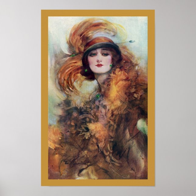 The woman in fur and emeralds vintage poster (Front)