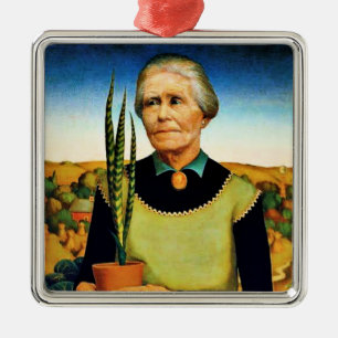 The Woman with Plants by Grant Wood Metal Ornament