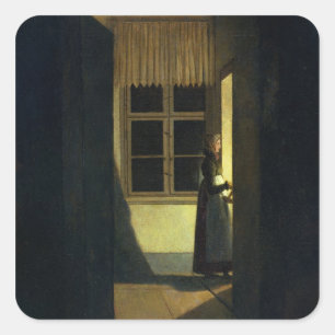 The Woman with the Candlestick, 1825 Square Sticker