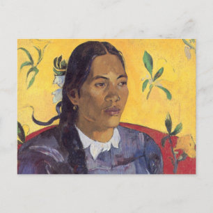 The woman with the flower - Paul Gauguin Postcard