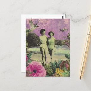 The Women at the Beach Walking Postcard