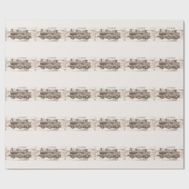 The wonderful age of steam locomotion wrapping paper (Flat)