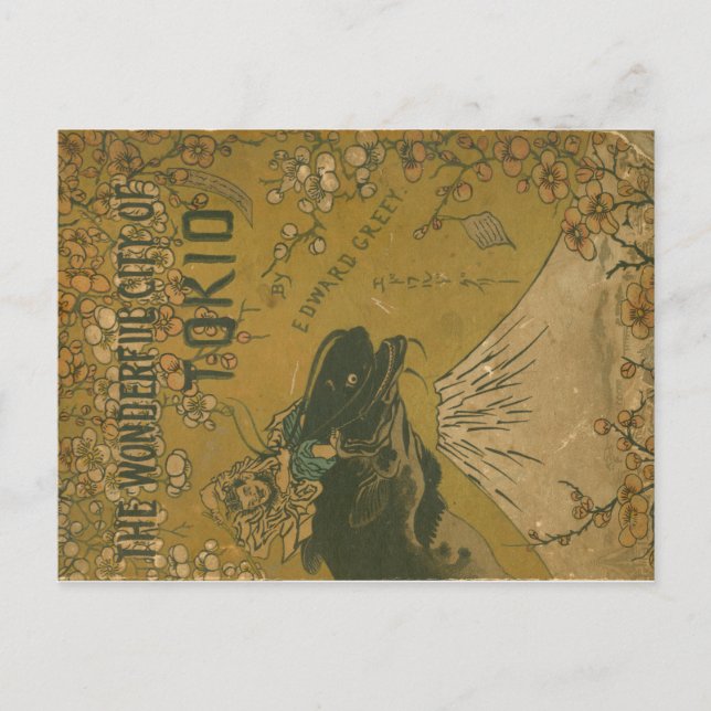 "The Wonderful City of Tokio" book cover on blank Postcard (Front)