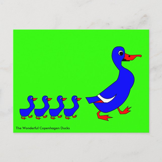 The Wonderful Copenhagen Ducks Postcard (Front)