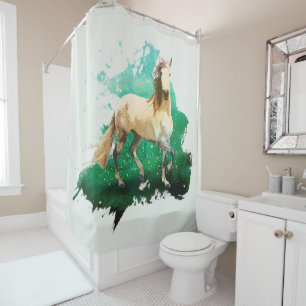 The wonderful horse shower curtain