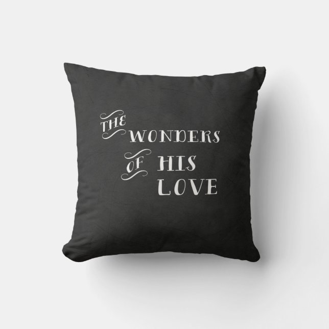 The Wonders of His Love Christmas Decor Pillow (Front)
