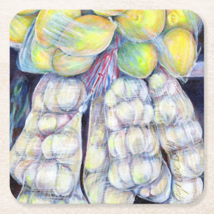 The Wonders of the Wet Markets, Singapore Square Paper Coaster