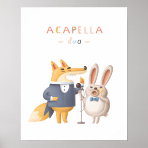 The Woodland Animal Acapella Duo Nursery Poster