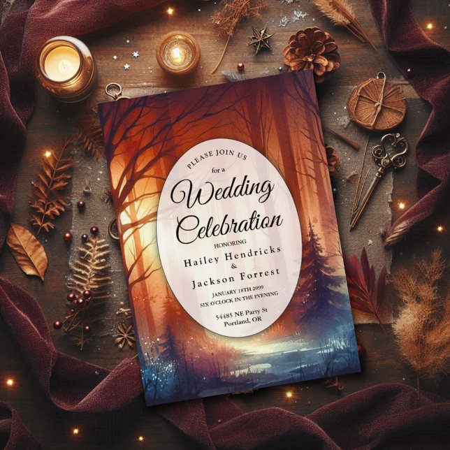 The Woodland Spell of Falling Leaves Wedding Invitation (Creator Uploaded)