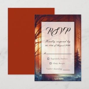 The Woodland Spell of Falling Leaves Wedding RSVP Card