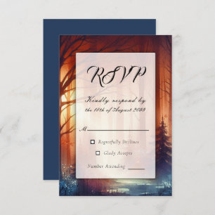 The Woodland Spell of Falling Leaves Wedding RSVP Card