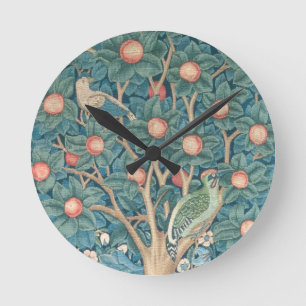 The Woodpecker Tapestry, detail of the woodpeckers Round Clock