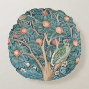 The Woodpecker Tapestry, detail of the woodpeckers Round Cushion