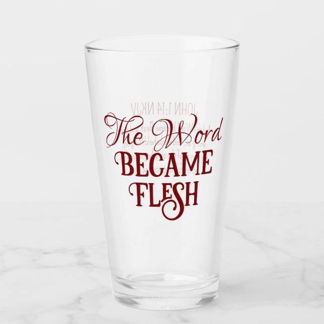 The Word Bible Verse Gospel of John Christian Red Glass (Front)