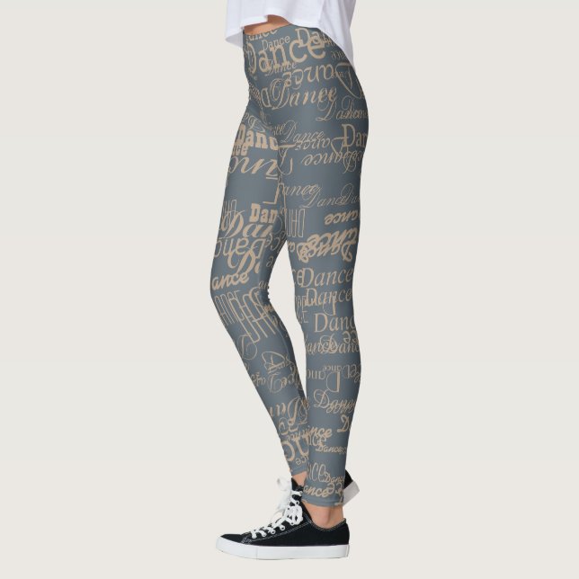 the word DANCE grey Leggings (Left)
