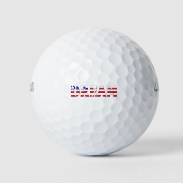 The word "Dream"  with American flag Golf Balls (Front)