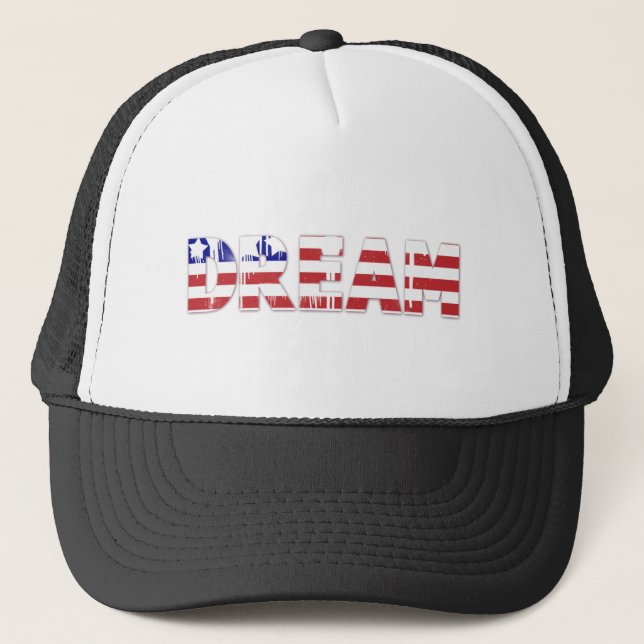 The word "Dream"  with American flag Trucker Hat (Front)
